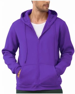 Sudaderas con capucha moradas para hombre con cremallera completa para hombre Sudaderas con capucha polar manga larga activas en... Foto 1 de 4