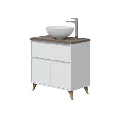 MARINELLIGROUP Mobile Bagno 80 cm a terra bacinella ceramica ante cassetto bianco 305732BO