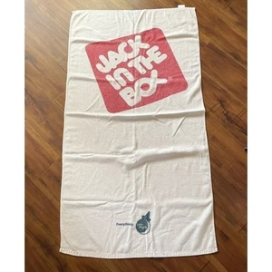 Vintage Jack in the Box Beach Towel White Classic Square Logo Cotton 1888 Mills - Picture 1 of 7