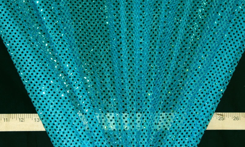 Turquoise Dot Sequin Fabric - By the Yard - Image 1 of 1