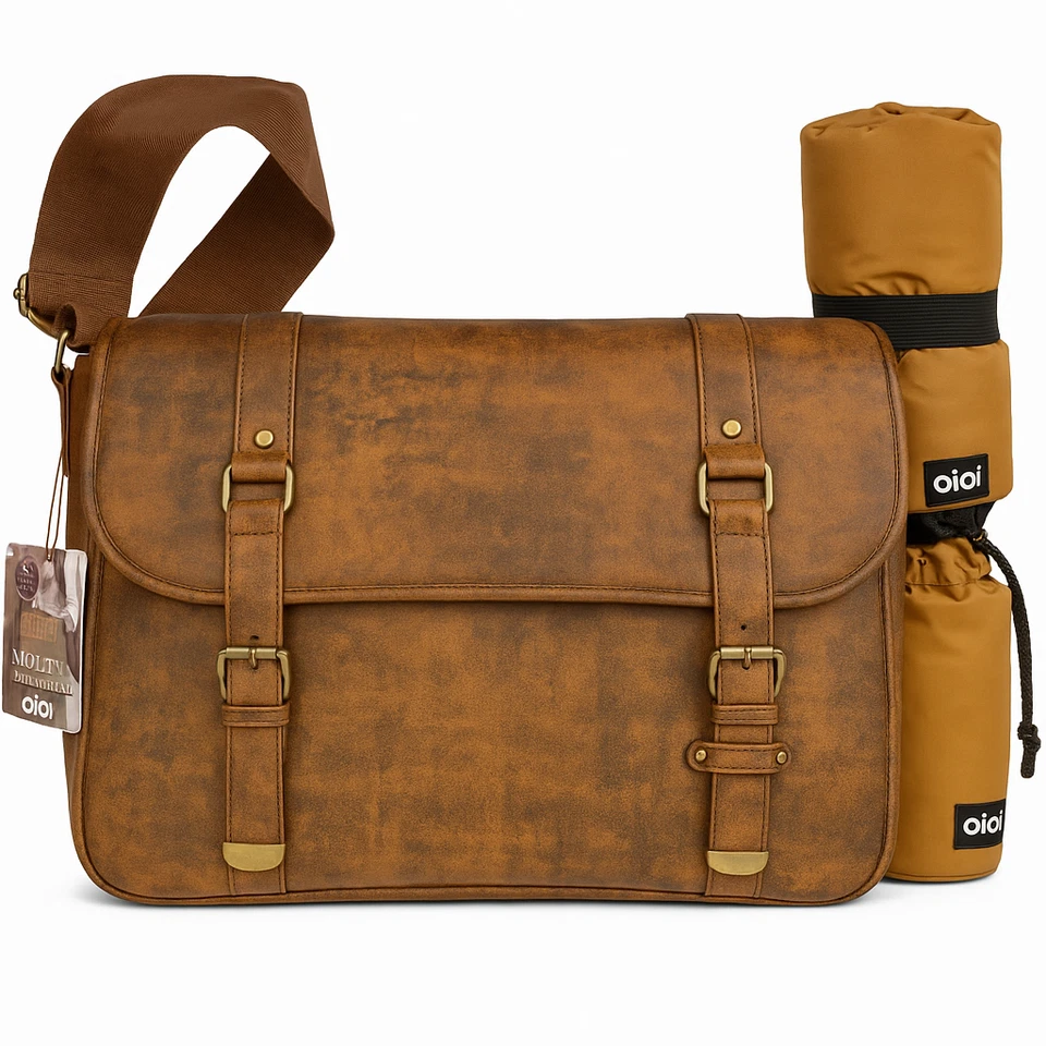 Leather Messenger OiOi Baby Change Travel Carryall diaper  Bag - Image 1 of 4