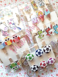Handcrafted Cute Wooden Card Holder Pegs Little Girls Kids Gift Party Bag Filler - Picture 1 of 41