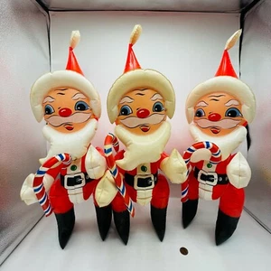 3 1950s Vintage Inflatable Santa Claus Vinyl Hong Kong Blow Ups 21" Tall - Picture 1 of 8