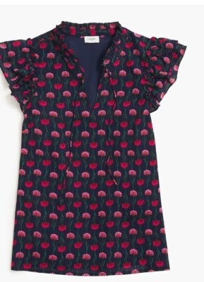 Nuevo con etiquetas J. Top Crew estampado floral sin mangas cuello en V con volantes talla M de gasa Foto 1 de 4