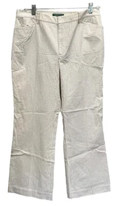 Polo Ralph Lauren Seersucker White Striped Wide Leg Pants Womens Size12, NEW - Picture 1 of 3