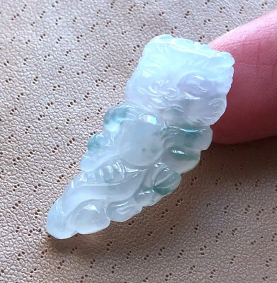 Colgante Certifide Grado A Jadeíta Flora Helada Kylin Dragón Translúcido Sin Teñir Foto 1 de 4