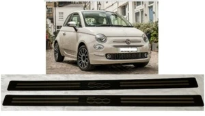 FIAT 500 (2008 -2022) DOOR SILL SCUFF PROTECTOR PLATES BLACK LOGO - FT005B - Picture 1 of 5
