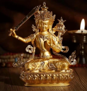 Manjushri Buddha Statue - Tibetische Tantrische Buddha Figur Skulptur Ornament - Bild 1 von 8
