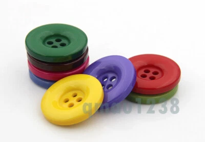 15MM-38MM 10PCS 4-HOLE COLOURED RESIN ROUND BUTTON FOR CARDIGAN COAT SEW CRAFT - Image 1 of 4