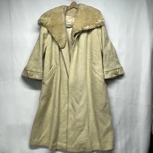 Vintage STROOCK Mantel Damen große Wollmischung abnehmbarer Sherpa Kragen 1950’s - Bild 1 von 8