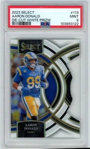 Aaron Donald 2023 Panini Select White Prizm /199 PSA 9 MINT Los Angles Rams #113 - Foto 1 di 2