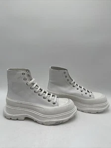 Alexander McQueen Tread Slick White Lace Up Hi Toe Platform Boots Women’s 43 - Picture 1 of 10