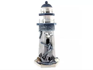 Anchor Wooden Lighthouse TableTop Decor Nautical Lighthouse Home Decor 10"H - Picture 1 of 5