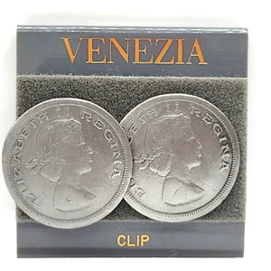 Queen Elizabeth II Regina Replica Silver Tone African Coin Clip On Earrings - Picture 1 of 10
