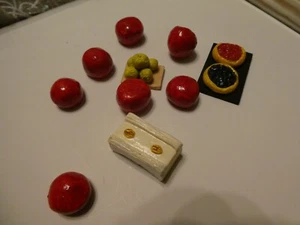 vintage Wren plaster dolls house foods cheeses, tarts etc - Picture 1 of 4