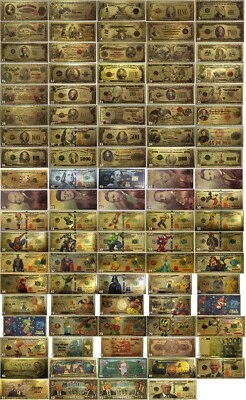 Billete de papel aluminio chapado en oro de 24K billete de moneda novedad efectivo famoso Foto 1 de 4