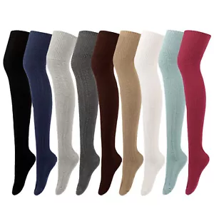 Lange Kniestrümpfe Overknee Strümpfe Strickmuster Warm Damen Socken Valentinstag - Bild 1 von 19