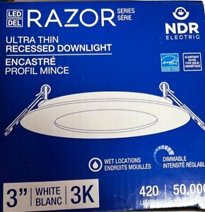 RAZOR SERIES ULTRA THIN RECESSED DOWNLIGHT/3" WHITE BLANC 3K/NDR ELECTRIC/NEW