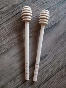 2 Cuillères à miel bâton trempette bois Naturel - Foto 1 di 1