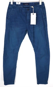 SCOTCH & SODA Theon Men Trousers W30/L34 Slim Tapered Fit Pure Cotton Blue Wash - Picture 1 of 14