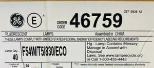 (40) GE F54T5/830/ECO Fluorescent HO 54W Tube Lamp Light Bulb 3000K - Picture 1 of 2