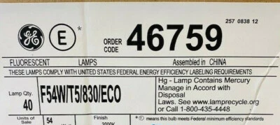 (40) GE F54T5/830/ECO Fluorescent HO 54W Tube Lamp Light Bulb 3000K  - Image 1 of 2