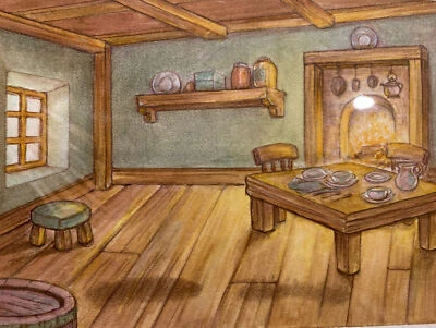 Mickey & Minnie Mouse Inside Cabin Disney Original Animación Producción Celular Arte Foto 1 de 4