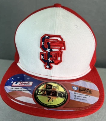Кепка на резинке San Francisco Giants 7 1/2 кепка 2011 звездные полосы США New Era 59fifty - Изображение 1 из 4