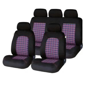 9 Piece Tartan Chequered GTI Look Seat Covers For FORD Focus Fiesta Mondeo - Picture 1 of 1