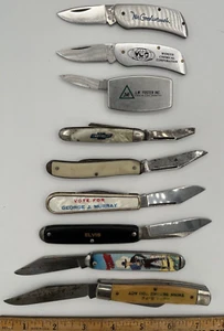9 Vintage Advertising Pocket Knife USA: Elvis/Hopalong C./Zippo/Atlanta Steel C. - Picture 1 of 21