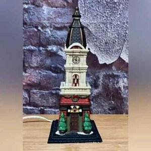 Vintage Christmas Holiday Clock Tower Decoration Replacement Building House - Picture 1 of 10