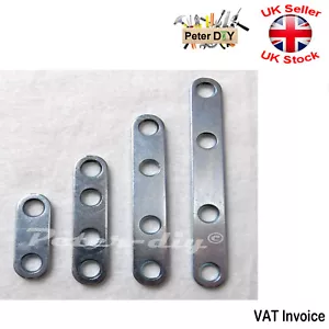 Small FLAT BRACKET Brace SILVER Glavanised Mending Plate JoinerConnector 4 Sizes - Picture 1 of 1