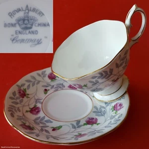 Taza de té y platillo Royal Albert Bone China Inglaterra CONWAY con patas Malvern. Rosa rosa - Imagen 1 de 12