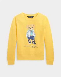 Polo Ralph Lauren Girls Polo Bear Fleece Sweatshirt size L Chrome Yellow NWT - Picture 1 of 2