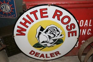 Letrero grande de porcelana de metal pesado de 30" para gasolinera de gasolina rosa blanca - Imagen 1 de 7