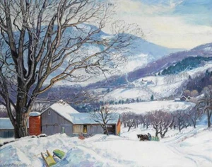 Robert Strong Woodward Snow On The Mountains Canvas Print 16 x 20 - Picture 1 of 4