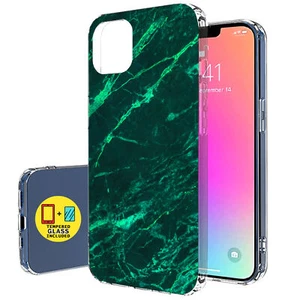 Slim Case for Apple iPhone 14 Pro, Green Marble Print, Glass Screen, US - Picture 1 of 8