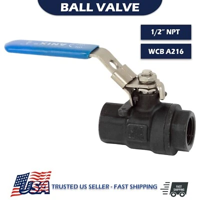 1/2" Ball Valve Full Port 2000 WOG Threaded Female NPT Carbon Steel CS 2000 psi - Image 1 of 3
