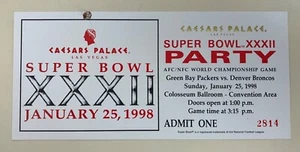 SUPER BOWL XXXII Las Vegas 25. Januar 1998 Caesars Palace PRIVATE PARTY TICKET - Bild 1 von 2