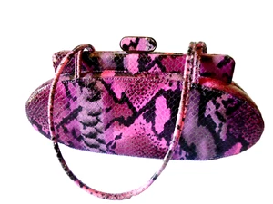 NWOT Auth $2K RODO Pink Purple Black Snake Leather Purse Handbag Bag ITALY - Picture 1 of 11