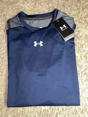 NEW Men's Under Armour Long Sleeve Medium Blue Gray Compression Shirt MSRP $60 - Image 1 of 4