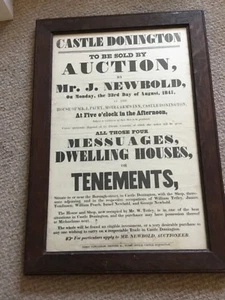 Castle Donington Poster. 1847. Verkauf von Gebäuden. Einzigartig. - Bild 1 von 5