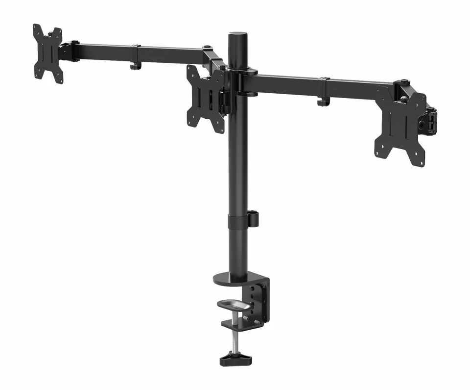 Triple Monitor Mount Three Arm Desk Stand LCD LED Monitor PC 13”-24” Screen TV - Image 1 of 3