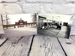 Lote 2 postales vintage conmemorativas del campo de concentración de Buchenwald, Alemania sepia en blanco y negro - Imagen 1 de 3