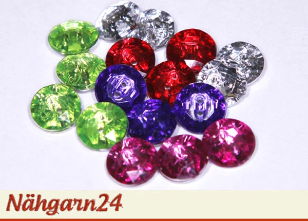 8x Strassknöpfe / Glitzerknöpfe 11,5mm 2-Loch Strass - verspiegelt Acryl Knopf - Bild 1 von 1