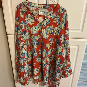 Multiples Damen Top Viskose/Nylon Langarm Größe 3 X Neu mit Etikett rot geblümt  - Bild 1 von 6