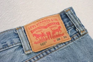 Levi's 565 Loose Straight Fit Rugged Blue Denim Jeans Mens Sz 38 x 30 - Picture 1 of 10