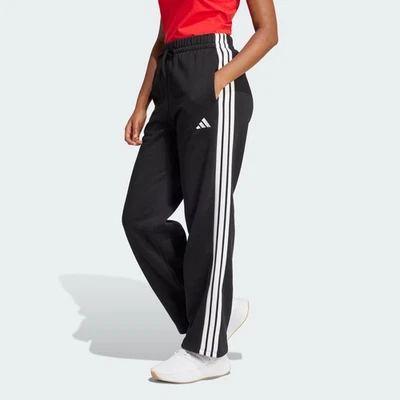 adidas women Essentials 3-Stripes Open-Hem Fleece Pants - Image 1 of 4