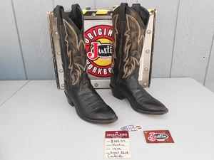 Stivali da cowboy western da uomo Justin Royal modello 1419 in pelle nera taglia 8,5 D - Foto 1 di 13