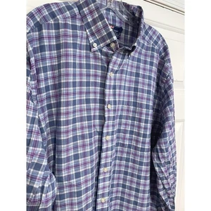 Vineyard Vines Mens XL Classic Fit Murray Shirt Cotton Blue Plaid Button Up Long - Picture 1 of 7